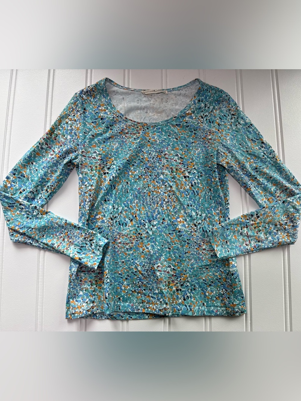 Peruvian Connection Pima Cotton Blend Floral Longsleeve Shirt Medium